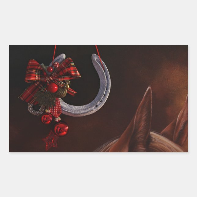 Adesivo Retangular Foto de ferradura equestre (Frente)