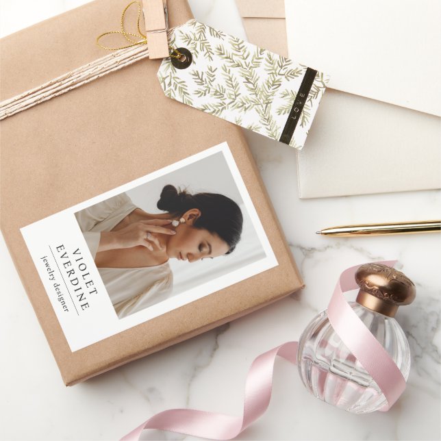 Adesivo Retangular Foto do Elegant Modern Jewelry Designer (Presentear)