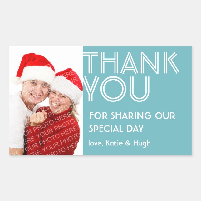 Adesivo Retangular Foto do grande obrigado azul que você está fora da (Frente)