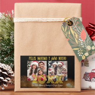 Adesivo Retangular Foto do Script Elegante Feliz Navidad y Año Nuevo