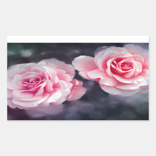 Adesivo Retangular Foto floral dos rosas cor-de-rosa femininos