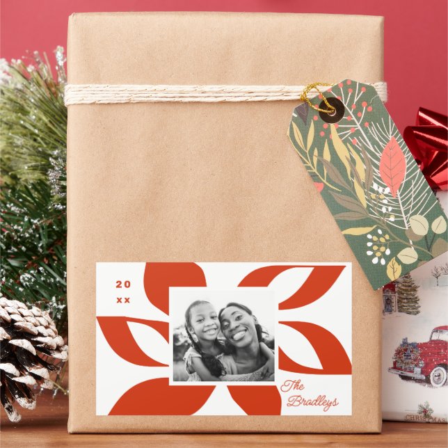 Adesivo Retangular Foto Graphic Poinsettia Holiday (Feriado)