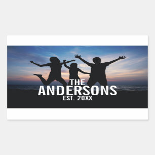 Adesivo Retangular Foto personalizada da família com nome da família