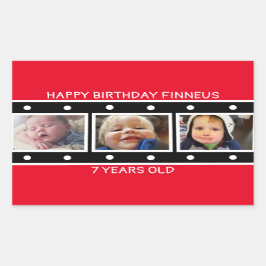 Adesivo Retangular Foto personalizada - Dia de Nascimento da Fita