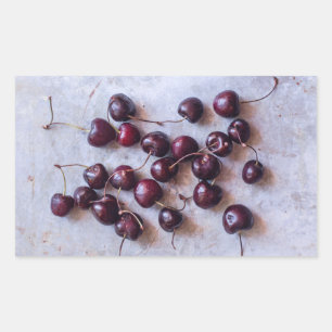 Adesivo Retangular Fotografia de Cerejas Vermelhas Frescas