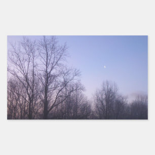 Adesivo Retangular Fotografia de Paisagem da Lua de Inverno pela Manh