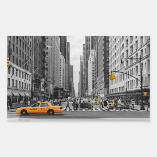 Adesivo Retangular Fotografia de Pop de Cor Urbana de Taxi em Nova Yo
