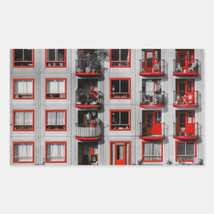 Adesivo Retangular Fotografia do edifício Red Facade Zuidoost Balcony