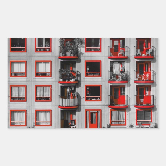 Adesivo Retangular Fotografia do edifício Red Facade Zuidoost Balcony (Frente)
