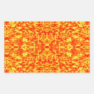 Adesivo Retangular Fractal Abstrato Em Vermelho E Laranja