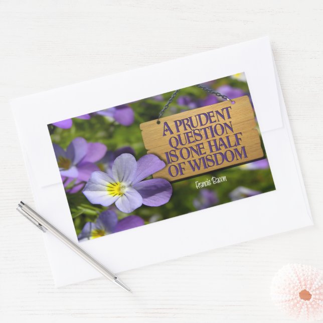 Adesivo Retangular Francis Bacon, citação inspiracional "Sabedoria" (Envelope)