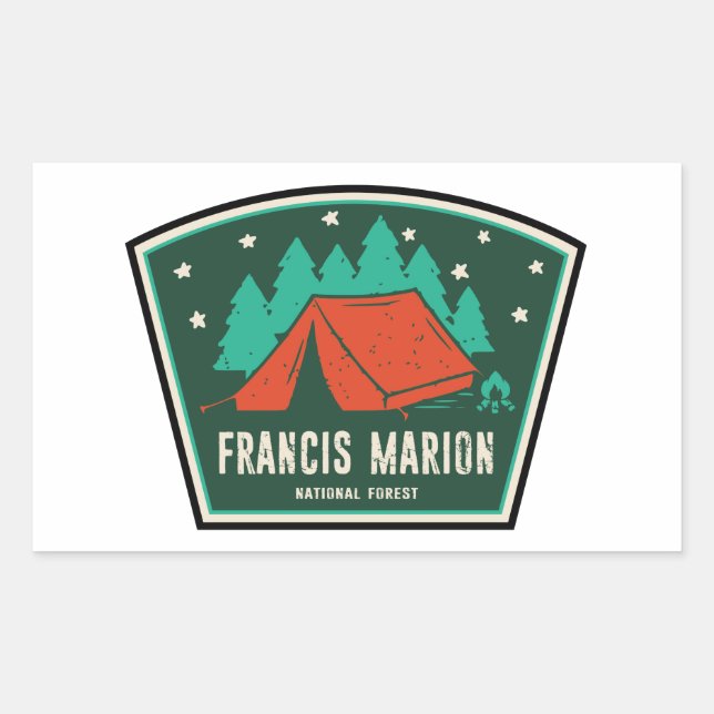 Adesivo Retangular Francis Marion National Forest Camping (Frente)