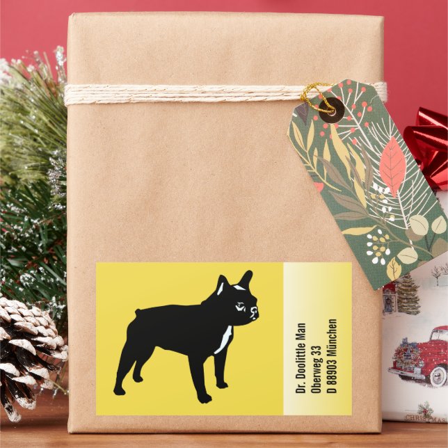 Adesivo Retangular Französische Bulldoggen Aufkleber mit Text (Feriado)