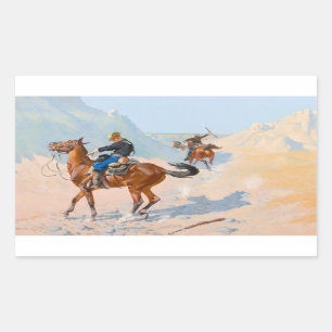 Adesivo Retangular Frederic Remington - A Guarda Avançada, ou A Mil
