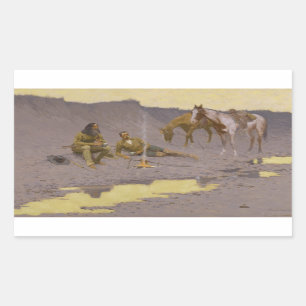 Adesivo Retangular Frederic Remington - Um Ano Novo no Cimarron
