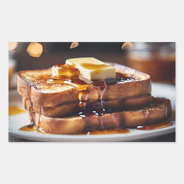Adesivo Retangular French Toast With Butter & Syrup (Frente)