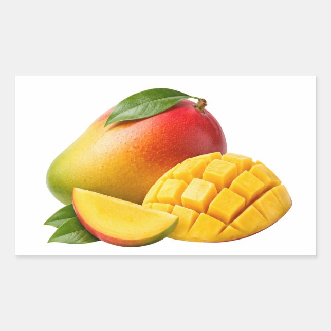 Adesivo Retangular Fresh Mango Whole and Sliced Sticker (Frente)