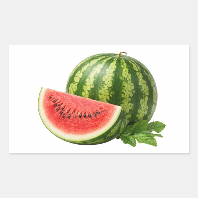 Adesivo Retangular Fresh Watermelon Slice And Whole Fruit Sticker (Frente)