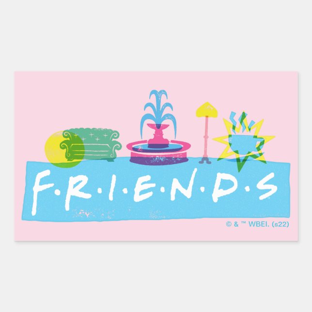 Adesivo Retangular FRIENDS™ | Logotipo com Ícones (Frente)