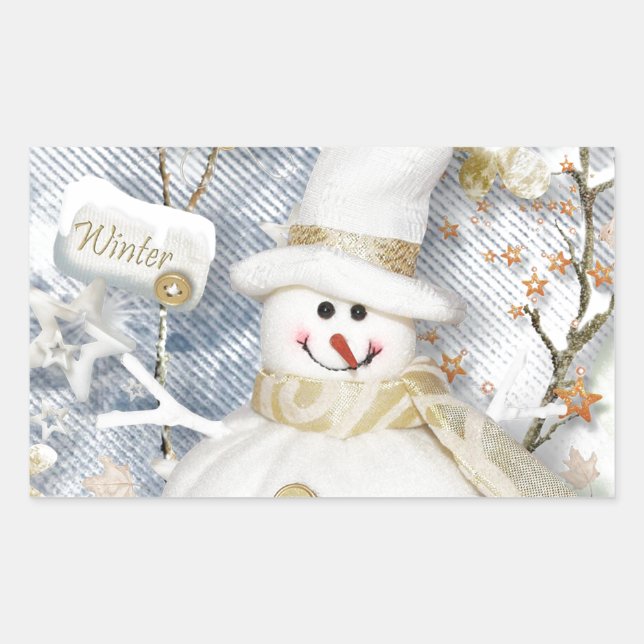 Adesivo Retangular Frio Winter Snowman (Frente)