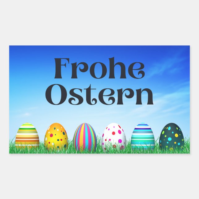 Adesivo Retangular Frohe Ostern, Felz pascoa alemão (Frente)