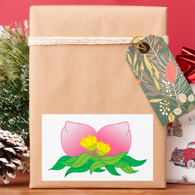 Adesivo Retangular Fruta Oriental E Flores (Criador carregado)