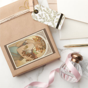 Adesivo Retangular Fruta por Alphonse Mucha, Vintage Art Nouveau