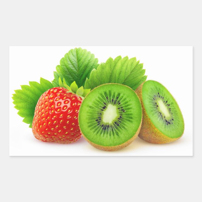 Adesivo Retangular Frutas e morangos de Kiwi (Frente)