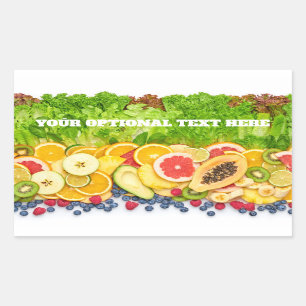 Adesivo Retangular Frutas Tropicais de Texto Personalizado