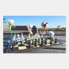 Adesivo Retangular Fubby die schaakspel spelen.