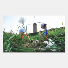 Adesivo Retangular Fubby's bij een molen planten een krokus bol.