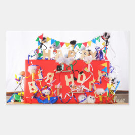 Adesivo Retangular Fubby's die feest vieren voor verjaardag.