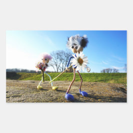 Adesivo Retangular Fubby's in natuur met madeliefjes.