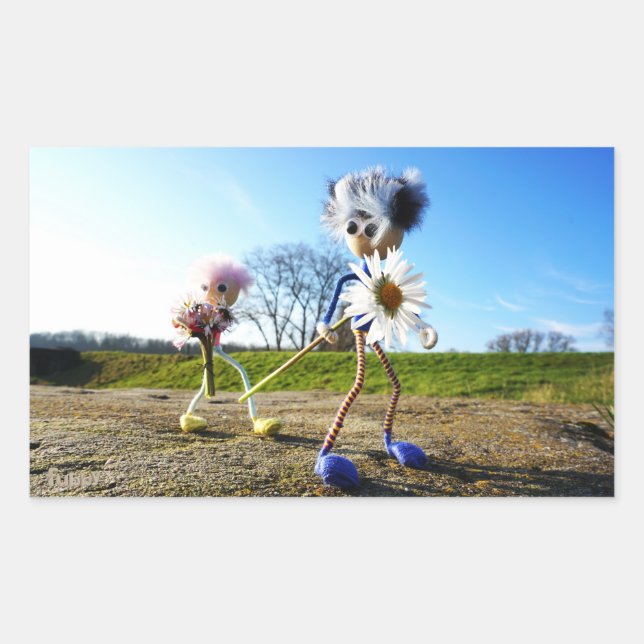 Adesivo Retangular Fubby's in natuur met madeliefjes. (Frente)