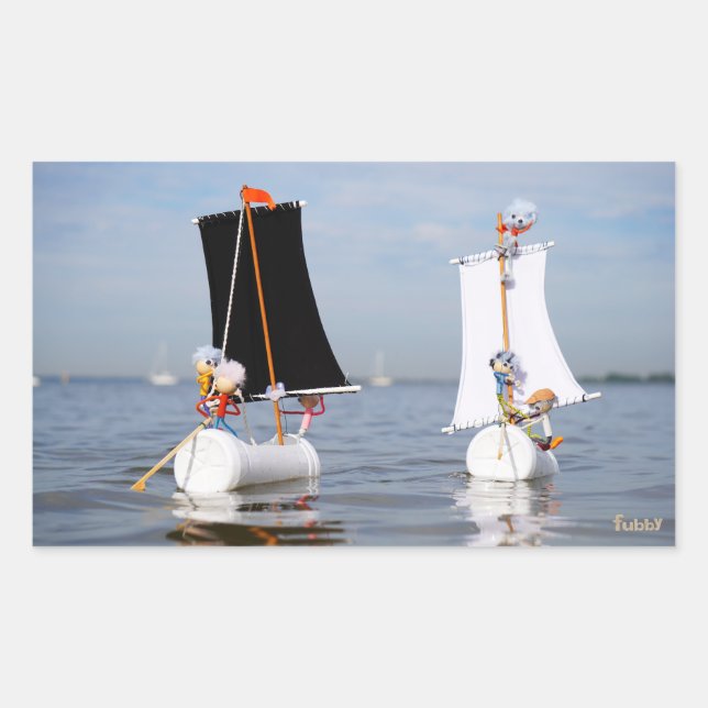 Adesivo Retangular Fubby's op zee tegen plastic vervuiling. (Frente)