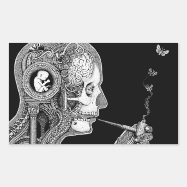 Adesivo Retangular Fumar o dia longe do Sticker (Frente)