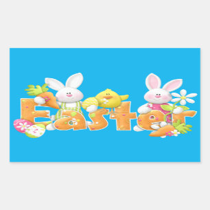 Adesivo Retangular Fundo Bunny da Páscoa