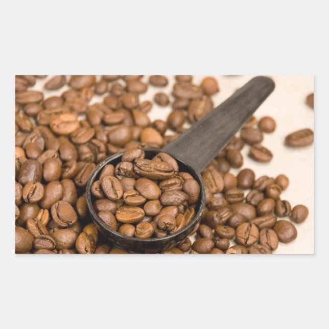 Adesivo Retangular Fundo de Grãos de Café (Frente)