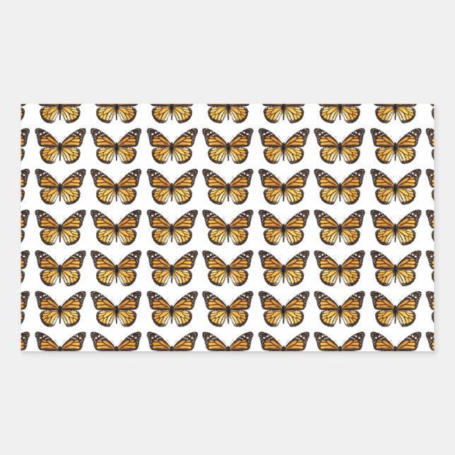 Adesivo Retangular Fundo de várias borboletas monarcas (Frente)