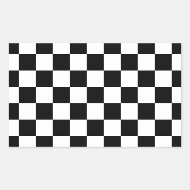 Adesivo Retangular Fundo do Quadro de Verificação Preto e Branco (Frente)