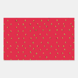 Adesivo Retangular Fundo engraçado de morango vermelho