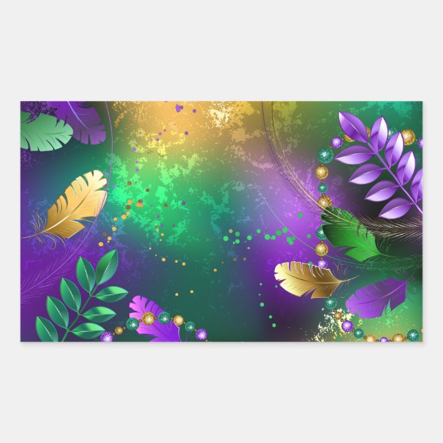 Adesivo Retangular Fundo márdi iridescente com miçangas (Frente)