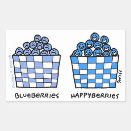 Adesivo Retangular Funny Blueberries Happyberries Foodie Cartoon