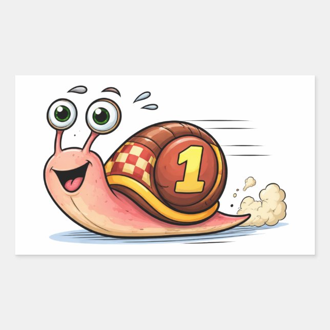 Adesivo Retangular Funny Racing Snail Cartoon Character Sticker (Frente)