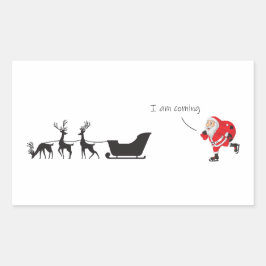 Adesivo Retangular Funny santa 'I am coming' for sleigh