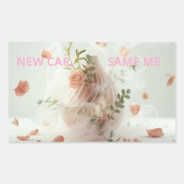 Adesivo Retangular Funny Sticker – NEW CAR, SAME ME