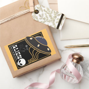 Adesivo Retangular Galáxia espacial OVNI da Invasão da alienígena