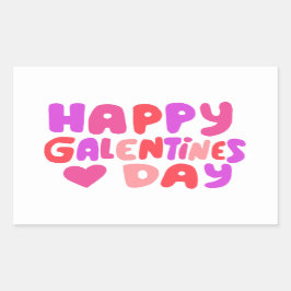 Adesivo Retangular Galentines Day Bubble Letters Curvy Retro Groovy