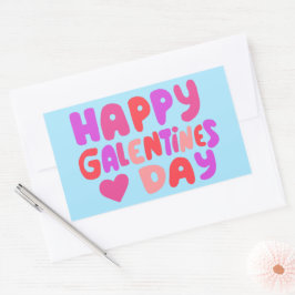 Adesivo Retangular Galentines Day Bubble Letters Curvy Retro Groovy