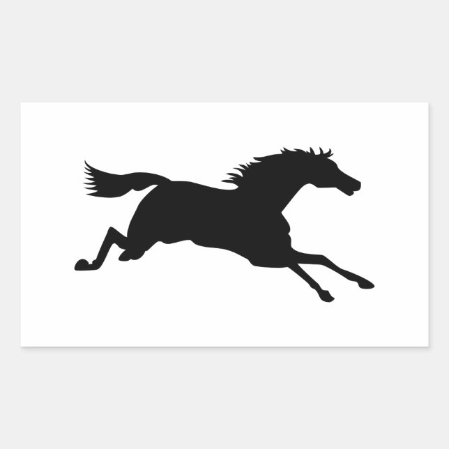 Adesivo Retangular Galloping Horse Black Animal Silhouket (Frente)